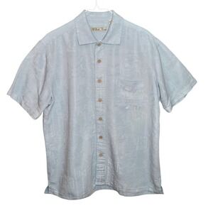 Hawaiian Shirt Tropical Print Vacation Resort Wear Summer Spring Light Blue L